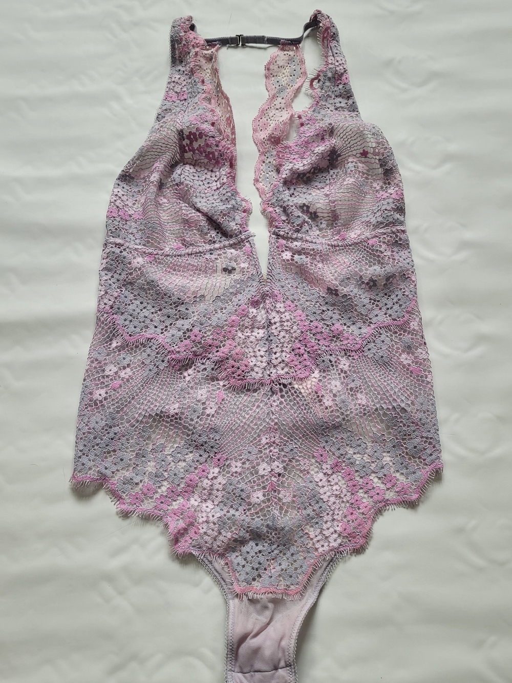 Victoria's Secret Pink & Lavender Lace Halter Bodysuit